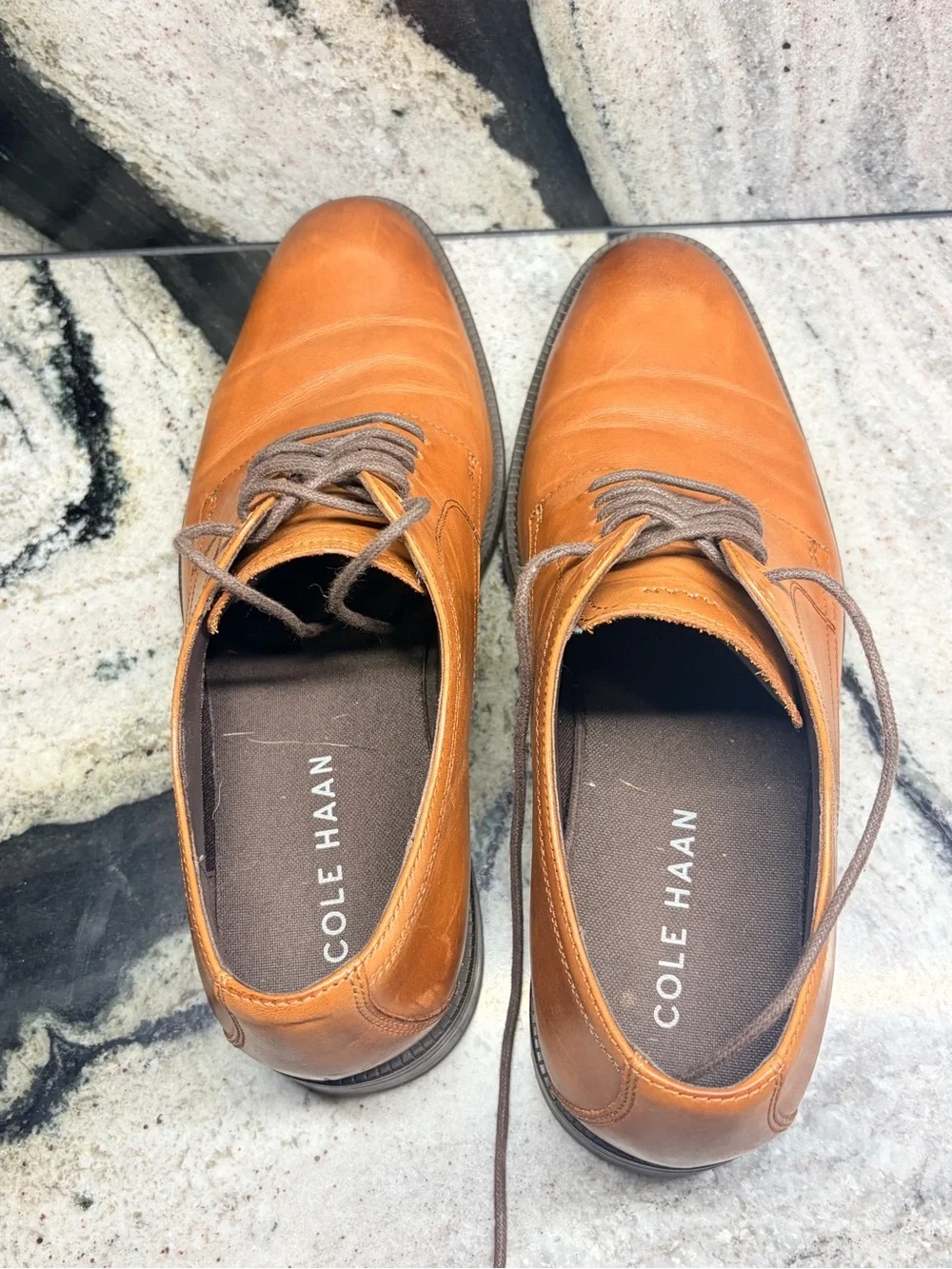 Cole Haan Men’s 9M Cognac Brown Leather Derby Oxford Dress Shoes